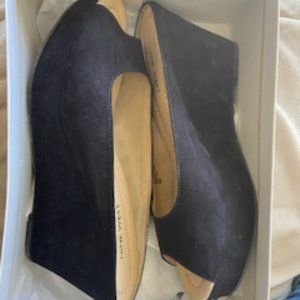 Nine West Black Suede Peep-toe Wedge